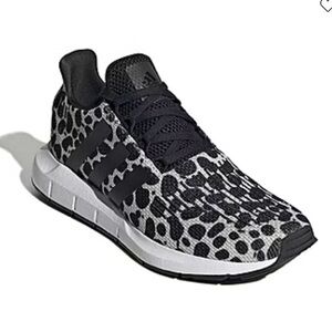 Adidas Swift Run Black & White Leopard Print Running Shoes